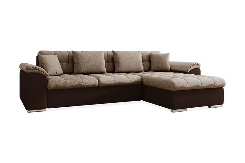 Camior Divanbäddsoffa 4-sits Höger Konstläder - Brun/Beige - Bäddsoffa - Bäddsoffa divan - Skinnsoffor