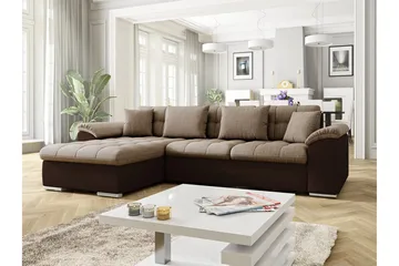 Camior Divanbäddsoffa 4-sits Vänster Konstläder - Beige/Brun - Möbler - Soffa - Skinnsoffor