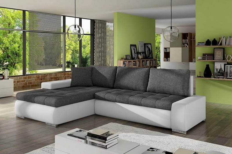 Cerys Divanbäddsoffa 265x185x85 cm Universal - Grå/Vit - Möbler - Soffa - Skinnsoffor