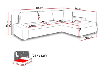 Cerys Divanbäddsoffa 265x185x85 cm Universal - Svart - Möbler - Soffa - Skinnsoffor