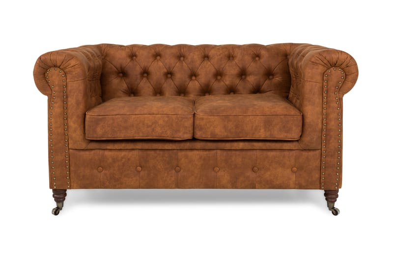 Chesterfield Deluxe 2-sits Soffa - Cognac - Skinnsoffor - 2 sits soffa - Chesterfield soffa