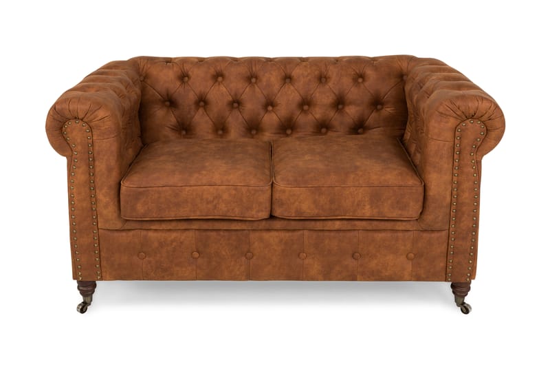 Chesterfield Deluxe 2-sits Soffa - Cognac - Skinnsoffor - 2 sits soffa - Chesterfield soffa