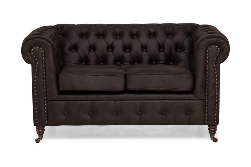 Chesterfield Deluxe 2-sits Soffa - Mörkbrun - Skinnsoffor - 2 sits soffa - Chesterfield soffa