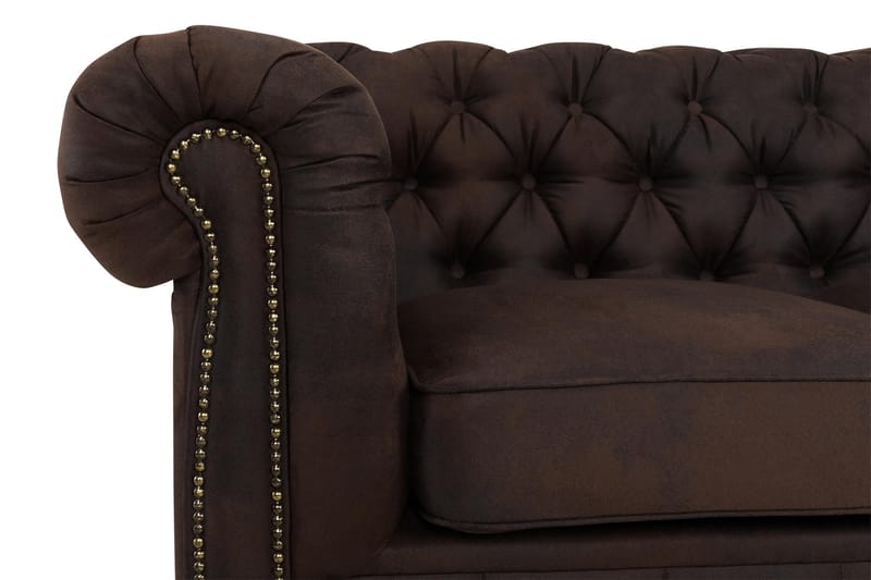 Chesterfield Deluxe 4-sits Soffa - Mörkbrun - Skinnsoffor - 4 sits soffa - Chesterfield soffa