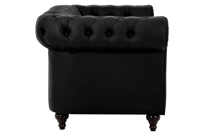 Chesterfield Lyx Soffa 2-sits Konstläder - Svart - Skinnsoffor - 2 sits soffa - Chesterfield soffa