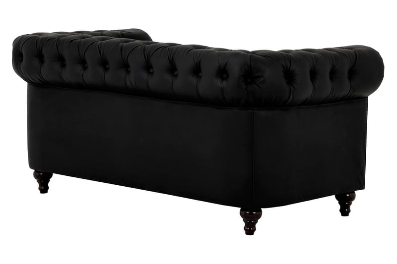 Chesterfield Lyx Soffa 2-sits Konstläder - Svart - Skinnsoffor - 2 sits soffa - Chesterfield soffa