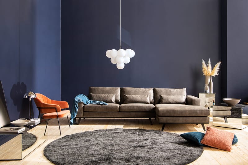 Copenhagen 4-sits Högervänd L-formad Divansoffa i Konstläder - Mörkgrå - Möbler - Soffa - Skinnsoffor