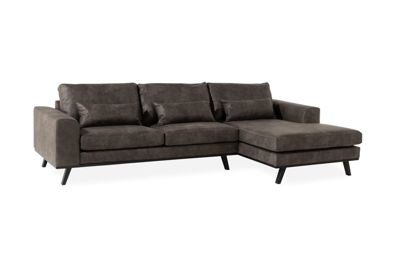 Copenhagen 4-sits Högervänd L-formad Divansoffa i Konstläder - Mörkgrå - Möbler - Soffa - Skinnsoffor