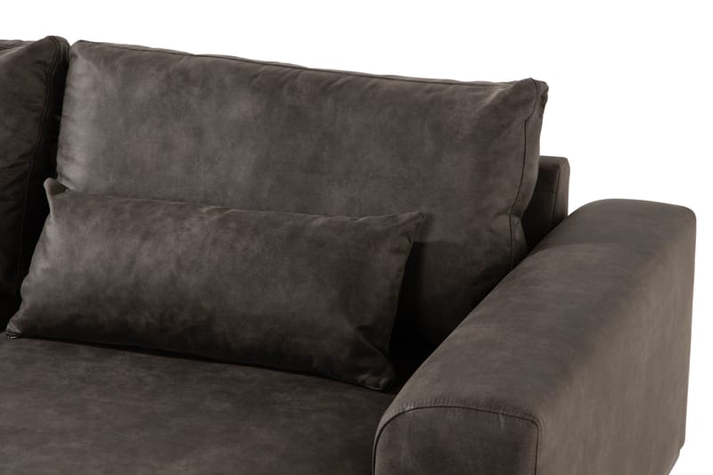 Copenhagen 4-sits Högervänd L-formad Divansoffa i Konstläder - Mörkgrå - Möbler - Soffa - Skinnsoffor