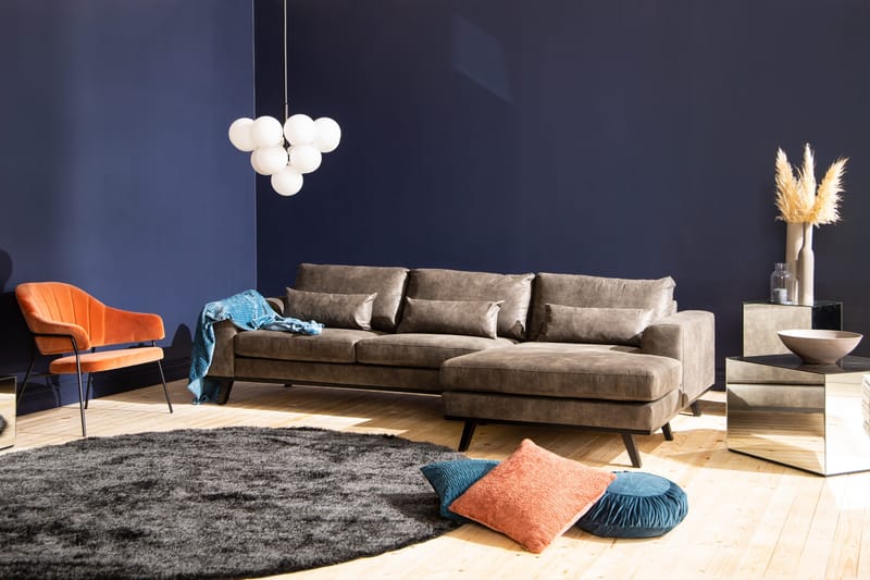 Copenhagen 4-sits Högervänd L-formad Divansoffa i Konstläder - Mörkgrå - Möbler - Soffa - Skinnsoffor