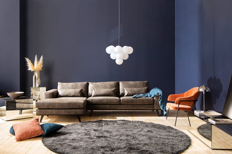 Copenhagen 4-sits Vänstervänd L-formad Divansoffa i Konstläder - Mörkgrå - Möbler - Soffa - Skinnsoffor