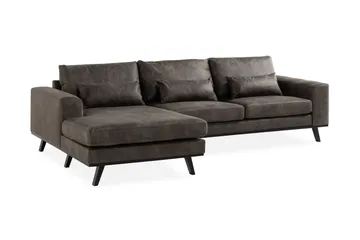Copenhagen 4-sits Vänstervänd L-formad Divansoffa i Konstläder - Mörkgrå - Möbler - Soffa - Divansoffor & schäslongsoffa