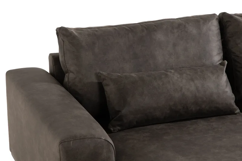 Copenhagen 4-sits Vänstervänd L-formad Divansoffa i Konstläder - Mörkgrå - Möbler - Soffa - Skinnsoffor