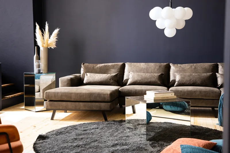 Copenhagen 5-sits Högervänd U-formad Soffa med Divan och Schäslong i Konstläder - Mörkgrå - Möbler - Soffa - Skinnsoffor