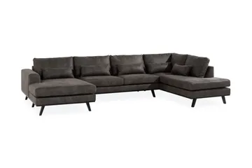 Copenhagen 5-sits Högervänd U-formad Soffa med Divan och Schäslong i Konstläder - Mörkgrå - Möbler - Soffa - Skinnsoffor