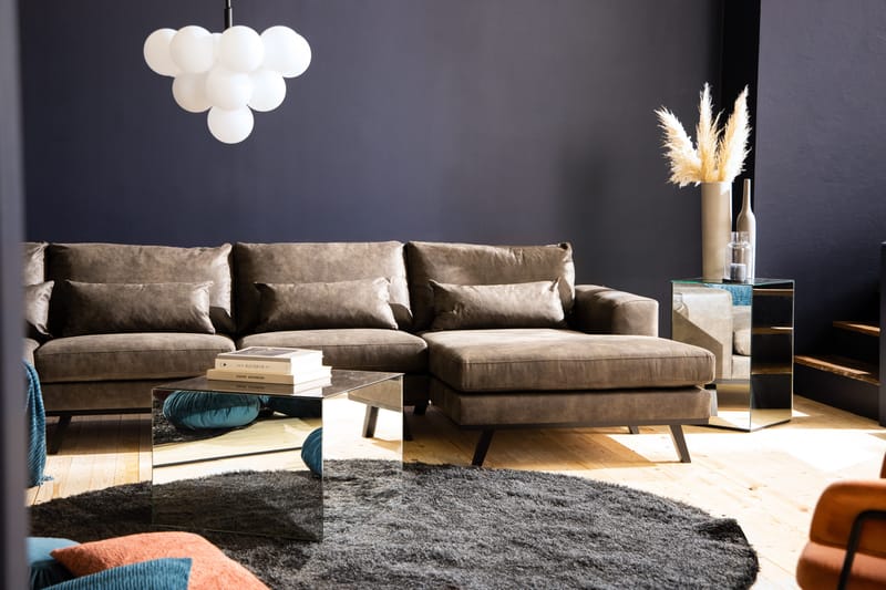 Copenhagen 5-sits Vänstervänd U-formad Soffa med Divan och Schäslong i Konstläder - Mörkgrå - Möbler - Soffa - Skinnsoffor