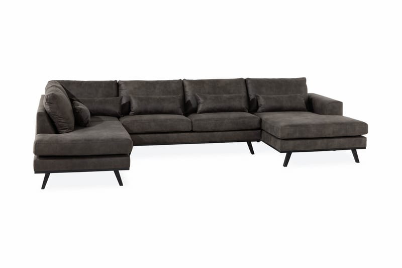Copenhagen 5-sits Vänstervänd U-formad Soffa med Divan och Schäslong i Konstläder - Mörkgrå - Möbler - Soffa - Skinnsoffor