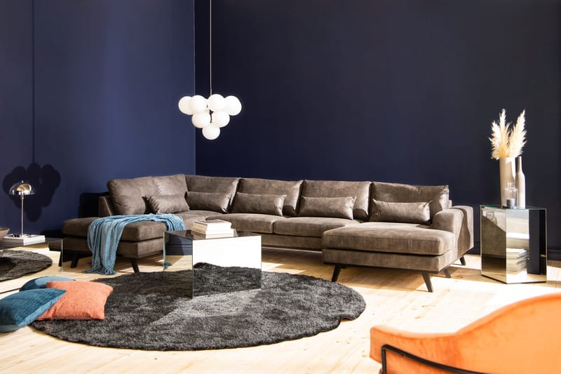 Copenhagen 5-sits Vänstervänd U-formad Soffa med Divan och Schäslong i Konstläder - Mörkgrå - Möbler - Soffa - Skinnsoffor