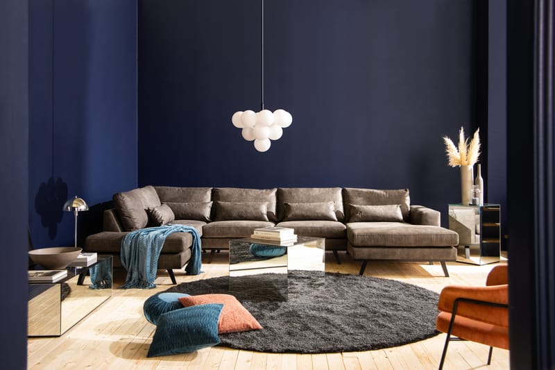 Copenhagen 5-sits Vänstervänd U-formad Soffa med Divan och Schäslong i Konstläder - Mörkgrå - Möbler - Soffa - Skinnsoffor