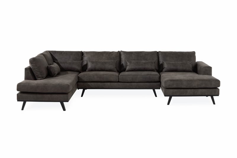 Copenhagen 5-sits Vänstervänd U-formad Soffa med Divan och Schäslong i Konstläder - Mörkgrå - Möbler - Soffa - Skinnsoffor
