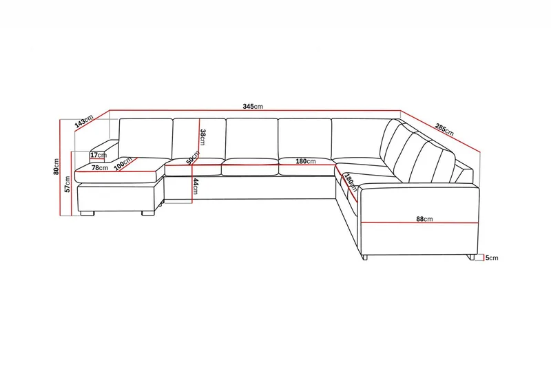 Crazy 7-sits Vändbar U-formad XX-Large Hörnsoffa med divan i Konstläder - Svart - Möbler - Soffa - Skinnsoffor