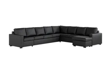 Crazy 7-sits Vändbar U-formad XX-Large Hörnsoffa med divan i Konstläder - Svart - Möbler - Soffa - Skinnsoffor