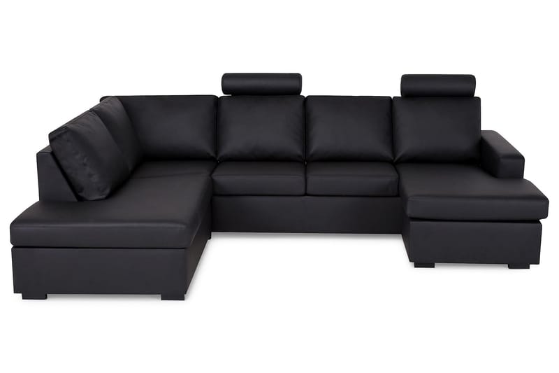 Crazy U-soffa Large Divan Höger - Svart Konstläder - U-soffa