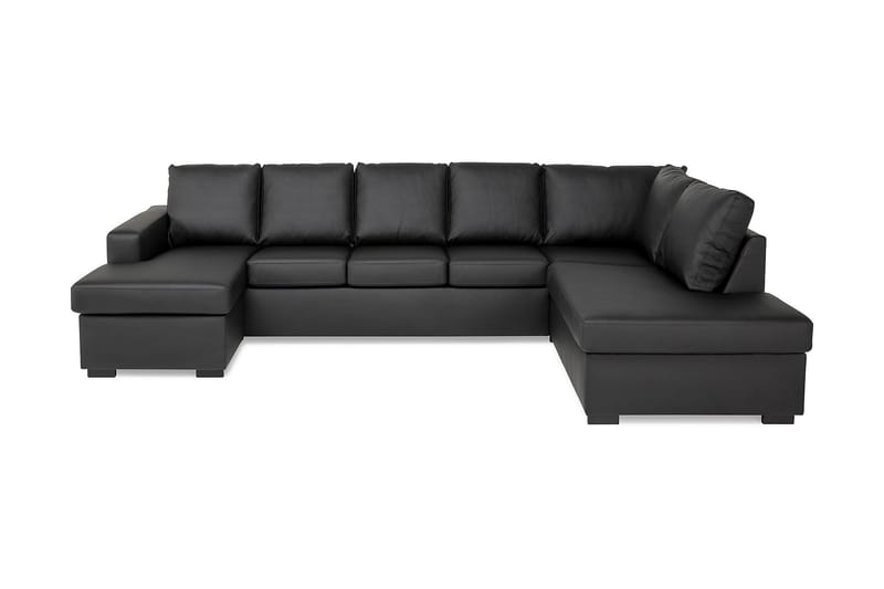 Crazy U-soffa XL Divan Vänster - Svart Konstläder - U-soffa