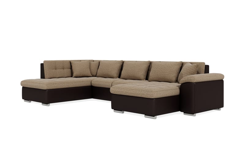 Dynir Hörnbäddsoffa Divan med Förvaring Höger - Beige/Brun - Möbler - Soffa - Skinnsoffor