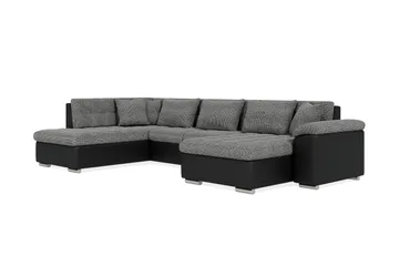 Dynir Stor Hörnbäddsoffa Divan med Förvaring Höger 350 cm - Svart / Grå - Möbler - Soffa - Skinnsoffor