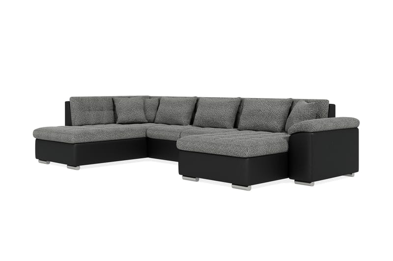 Dynir Stor Hörnbäddsoffa Divan med Förvaring Höger 350 cm - Svart / Grå - Möbler - Soffa - Skinnsoffor