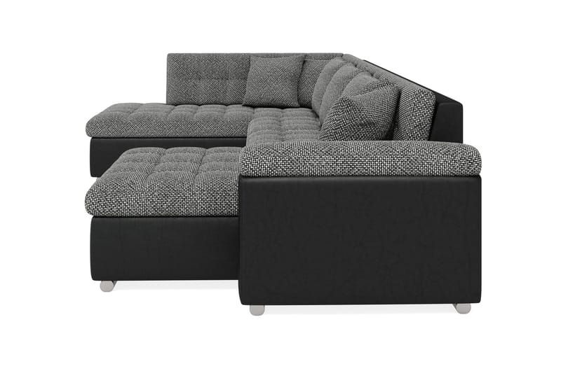 Dynir Stor Hörnbäddsoffa Divan med Förvaring Höger 350 cm - Svart / Grå - Möbler - Soffa - Skinnsoffor