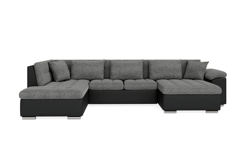 Dynir Stor Hörnbäddsoffa Divan med Förvaring Höger 350 cm - Svart / Grå - Möbler - Soffa - Skinnsoffor