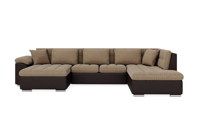 Dynir Stor Hörnbäddsoffa Divan med Förvaring Vänster 350 cm Bred - Beige / Brun - Möbler - Soffa - Skinnsoffor