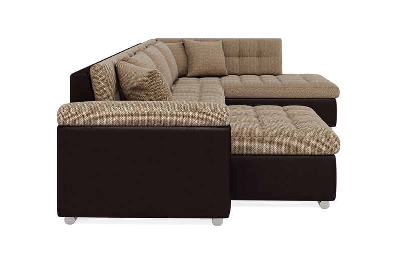 Dynir Stor Hörnbäddsoffa Divan med Förvaring Vänster 350 cm Bred - Beige / Brun - Möbler - Soffa - Skinnsoffor