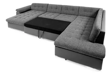 Dynir Stor Hörnbäddsoffa Divan med Förvaring Vänster - Grå / Svart - Möbler - Soffa - Skinnsoffor