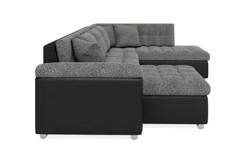 Dynir Stor Hörnbäddsoffa Divan med Förvaring Vänster - Grå / Svart - Möbler - Soffa - Skinnsoffor