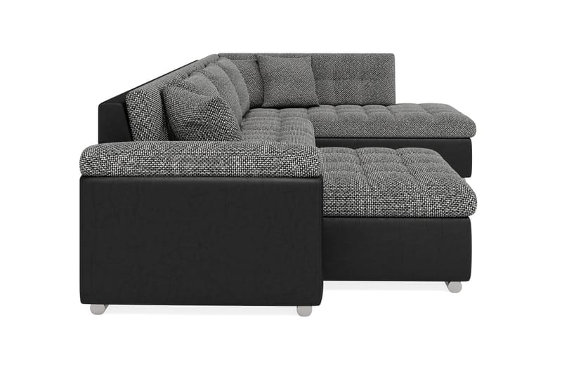 Dynir Stor Hörnbäddsoffa Divan med Förvaring Vänster - Grå / Svart - Möbler - Soffa - Skinnsoffor