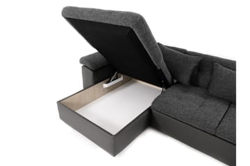 Dynir Stor Hörnbäddsoffa Divan med Förvaring Vänster - Grå / Svart - Möbler - Soffa - Skinnsoffor