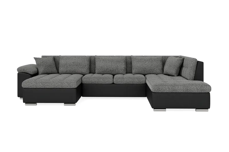 Dynir Stor Hörnbäddsoffa Divan med Förvaring Vänster - Grå / Svart - Möbler - Soffa - Skinnsoffor