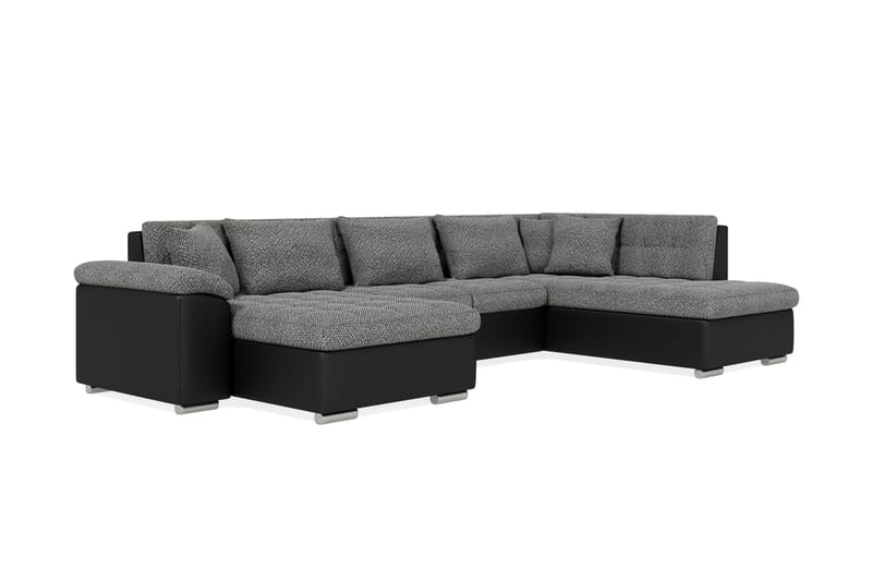 Dynir Stor Hörnbäddsoffa Divan med Förvaring Vänster - Grå / Svart - Möbler - Soffa - Skinnsoffor