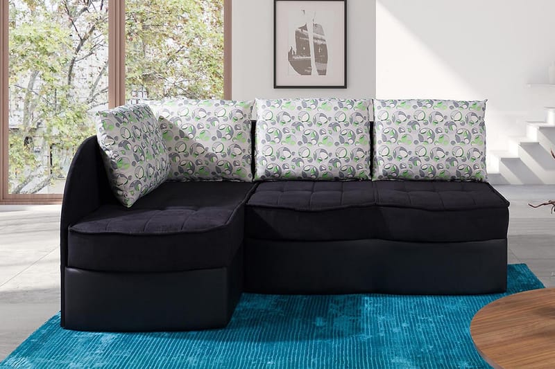 Frestelsens Bäddsoffa 203x143x79 cm - Svart - Möbler - Soffa - Skinnsoffor