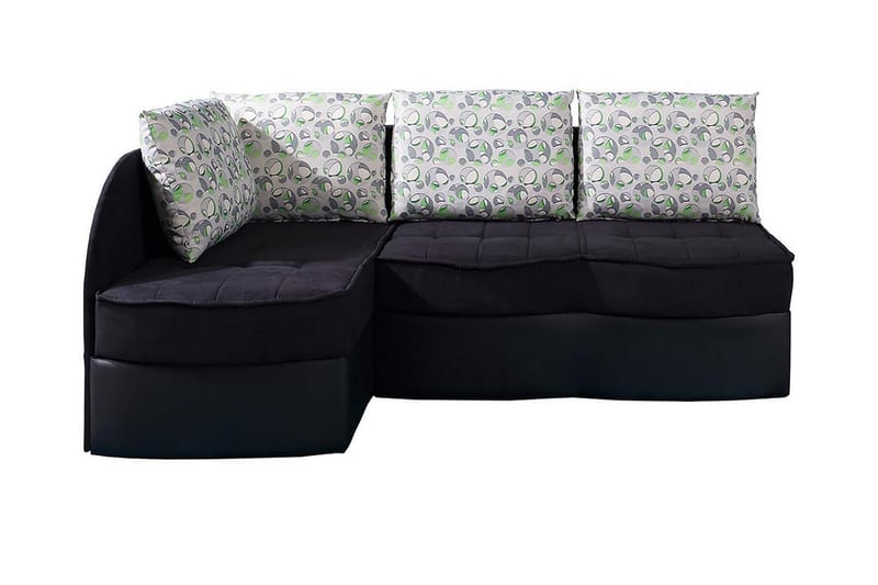 Frestelsens Bäddsoffa 203x143x79 cm - Svart/Röd/Vit - Bäddsoffa - Skinnsoffor - Sammetssoffa