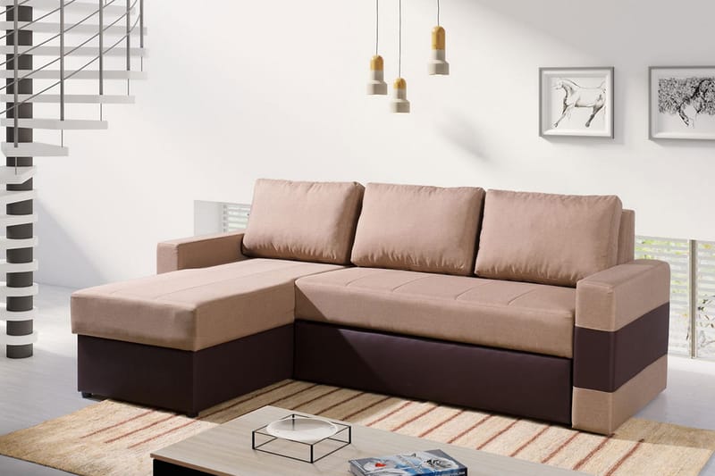 Gordia Divanbäddsoffa 234x82x156 cm - Beige - Möbler - Soffa - Skinnsoffor