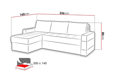 Gordia Divanbäddsoffa 234x82x156 cm - Beige - Möbler - Soffa - Bäddsoffa