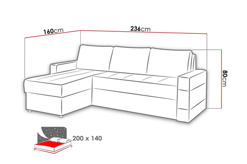 Gordia Divanbäddsoffa 234x82x156 cm - Beige - Möbler - Soffa - Skinnsoffor