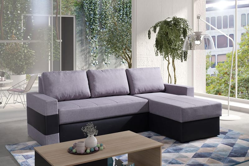 Gordia Divanbäddsoffa 234x82x156 cm - Grå - Bäddsoffa - Bäddsoffa divan - Skinnsoffor