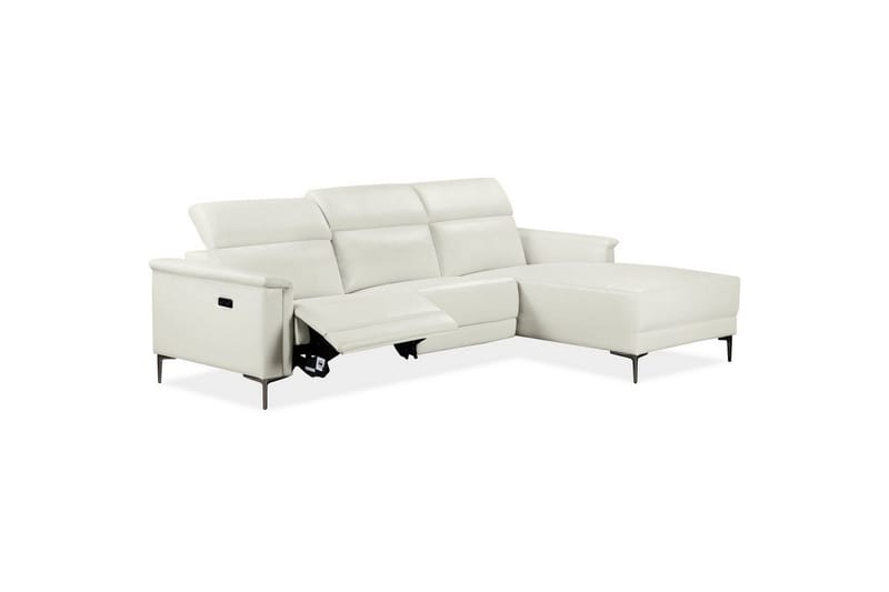 Hörnsoffa 3-sits Lund Kräm, PU, Höger elektrisk vilstol - Kräm, PU, Höger elektrisk vilstol - Möbler - Soffa - Skinnsoffor