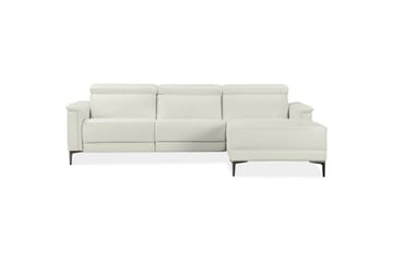 Hörnsoffa 3-sits Lund Kräm, PU, Höger elektrisk vilstol - Kräm, PU, Höger elektrisk vilstol - Möbler - Soffa - Skinnsoffor