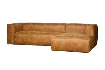 Harlow Divansoffa Höger Äkta Läder - Cognac - Möbler - Soffa - Divansoffor & schäslongsoffa - 4 sits soffa med divan